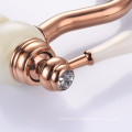 Luxury gold deck mounted crystal faucet for basin